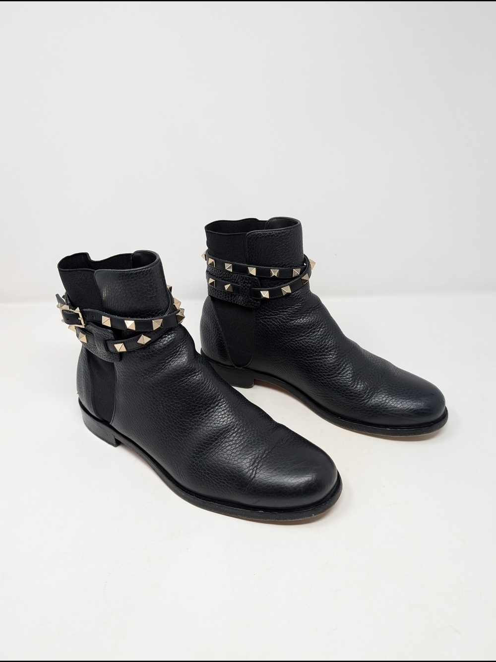 Valentino Garavani RockStud Chelsea Black Ankle Boots Size 37.5